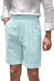 Seersucker Striped Expandable Waist Men's Summer Shorts