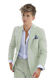ly1119 Traje de seersucker para niños, esmoquin de 2 piezas para niños, blazer a rayas, pantalones