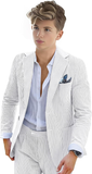 ly1119 Traje de seersucker para niños, esmoquin de 2 piezas para niños, blazer a rayas, pantalones