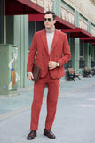 Unique Red Peak Lapel Corduroy Suit 2 Pieces Men's Suits Jacket+Pants