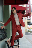 Unique Red Peak Lapel Corduroy Suit 2 Pieces Men's Suits Jacket+Pants