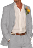 Casual Beach Wedding 2 Piece Linen Men Suits
