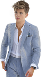 ly1119 Traje de seersucker para niños, esmoquin de 2 piezas para niños, blazer a rayas, pantalones
