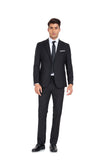 ly1352 Trajes de 3 piezas ajustados para hombre, para fiesta de padrinos de boda, de negocios, color negro