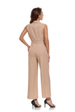 ly1381 Champagne Women’s Sleeveless High Waist Wide Leg Romper