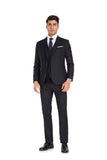 ly1352 Trajes de 3 piezas ajustados para hombre, para fiesta de padrinos de boda, de negocios, color negro
