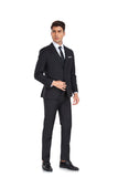 ly1352 Trajes de 3 piezas ajustados para hombre, para fiesta de padrinos de boda, de negocios, color negro