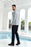 ly1096 Light Grey Casual Men's Double Breasted Blazer