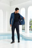 ly1052 Blue Plaid Men's Two Button Blazer
