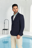 ly1093 Fashion Blue Business Men's Double Breasted Blazer