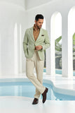 ly1050 Green Solid Color Men's Two Button Blazer