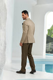 ly1090 Beige Fashion Casual Men's Double Breasted Blazer