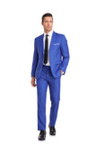 ly1341 Traje de boda de dos botones azul real de 2 piezas para hombre, chaqueta y pantalones