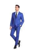 ly1341 Traje de boda de dos botones azul real de 2 piezas para hombre, chaqueta y pantalones