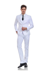White Gentleman's Groomsmen Party Business Banquet 3 Piece Men Suits