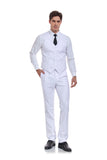 ly1319 Traje de hombre blanco de 2 piezas, conjunto de chaleco y pantalones, traje informal ajustado con cuello en V y chaleco