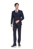 ly1321 Navy Stripe Men's 3 Piece Suit Set