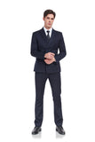 ly1321 Navy Stripe Men's 3 Piece Suit Set