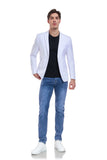 ly1315 White Men's Two Button Blazer for Party, Wedding and Business