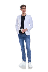 White Men's Two Button Blazer for Party, Wedding and Business