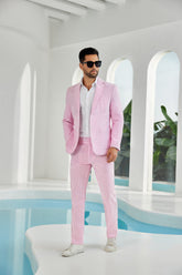 Seersucker Striped Blazer Pants 2 Piece Men's Summer Suit(upgrade version)