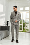 ly1024 Grey Business Formal Double Breasted 2 Pieces Men's Suits