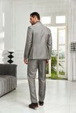 ly1024 Grey Business Formal Double Breasted 2 Pieces Men's Suits