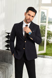 ly1063 Traje blazer de dos botones para hombre en color negro liso