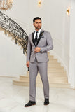 ly1040 Grey Wedding Modern 3 Pieces Men Suits Tuxedos