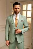 ly1021 بدلة زفاف رسمية باللون الأخضر الحكيم مكونة من قطعتين للرجال