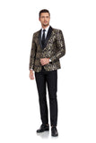 ly1331 Golden Unique Patterned Men's Blazer for Party, Wedding and Business