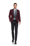 ly1330 Burgundy Unique Patterned Men's Blazer for Party, Wedding and Business