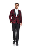 ly1330 Burgundy Unique Patterned Men's Blazer for Party, Wedding and Business