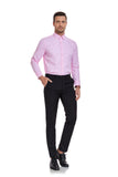 ly1338 Pink Men's Urban Stylish Casual Business Slim Fit Long Sleeve Button Up Dress Shirt