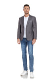 ly1333 Grey Men's Two Button Blazer for Party, Wedding and Business