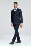 ly1307 Navy Stripe Men's 3 Piece Set