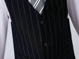 ly1290 Black Striped Modern 4 Piece Boy's Formal Suits