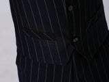 ly1674 Navy Striped Slim Fit Modern 5 Piece Boy's Formal Suits