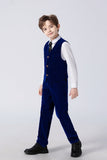 ly1421 Royal Blue Velvet 2 Piece Kids Boys' Vest and Pants Dress Suits Set