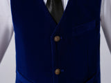 ly1719 Royal Blue Velvet 5 Piece Boy's Formal Boys Suits
