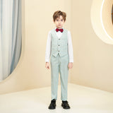 ly1279 Mint Green Plaid Elegant Formal 4 Piece Boys Suits