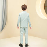 ly1590 Mint Green Plaid Formal 5 Piece Boys Suits