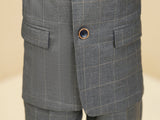 ly1282 Grey Plaid Elegant 5 Piece Boys Suits
