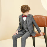 ly1282 Grey Plaid Elegant 5 Piece Boys Suits