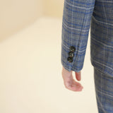 ly1600 Blue and White Plaid Elegant 5 Piece Boys Suits