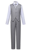 ly1247 Light Grey Classic 4 Piece Boy's Formal Suits With Vest+Pants+Shirt+Tie