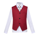 ly1613 Burgundy Custom Fit Slim 4 Piece Boy's Formal Suits With Vest+Pants+Shirt+Tie