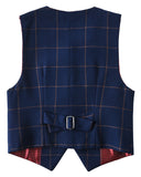 ly1746 Plaid Blue 4 Piece Boys' Formal Suit Set with Vest Pants Dress Shirt and Tie BS44