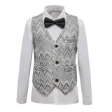 ly1434 Grey Unique Patterned Party Banquet 5 Piece Boys Suits