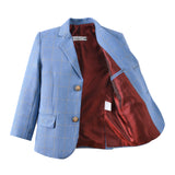 ly1564 Light Blue Plaid Boys Formal Blazer, Affordable School Jacket